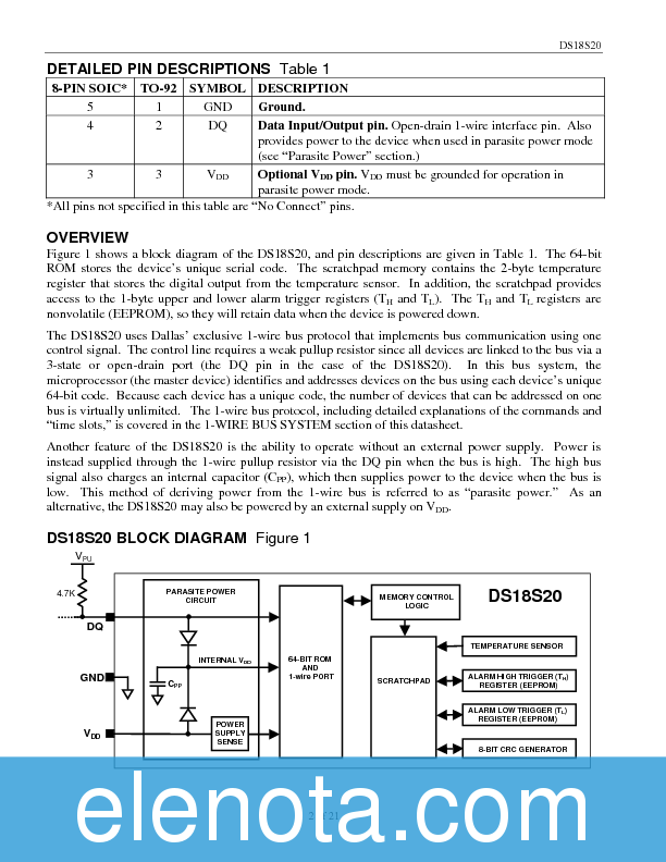 DS1820 Datasheet PDF (151 KB) Maxim | Pobierz z Elenota.pl