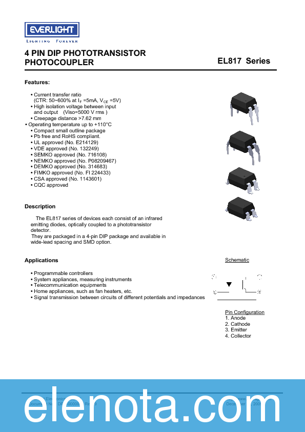 EL817 Datasheet PDF (682 KB) Everlight Pobierz z Elenota.pl