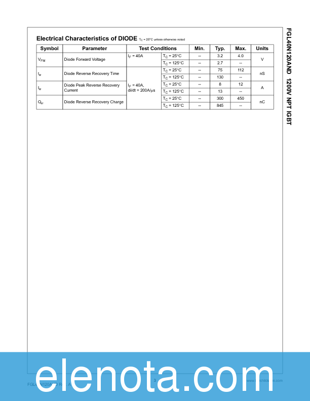 FGL40N120AND Datasheet PDF (787 KB) Fairchild | Pobierz z Elenota.pl