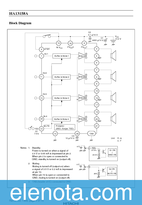 HA13158A Datasheet PDF (85 KB) Hitachi | Pobierz z Elenota.pl