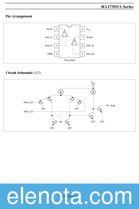 HA17393 Datasheet PDF (47 KB) Hitachi | Pobierz z Elenota.pl