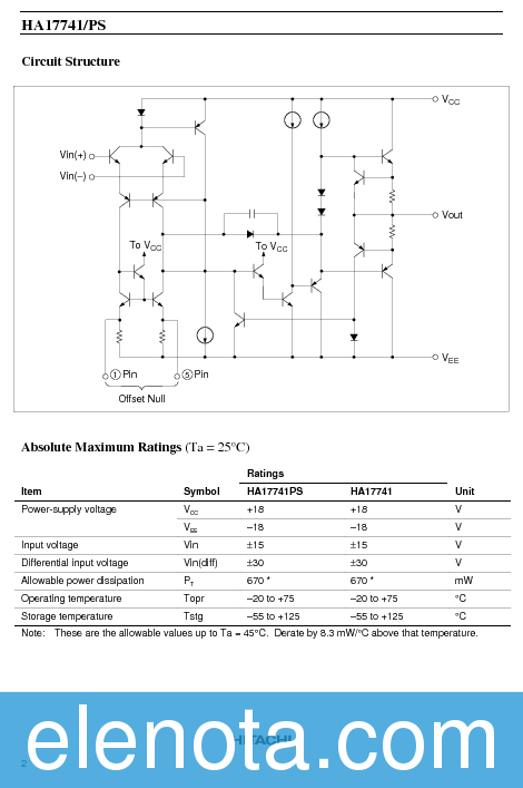 HA17741 Datasheet PDF (88 KB) Hitachi | Pobierz z Elenota.pl