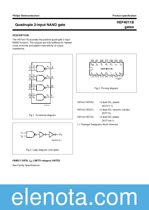 HEF4011BP Datasheet PDF (29 KB) NXP Semiconductors | Pobierz z Elenota.pl