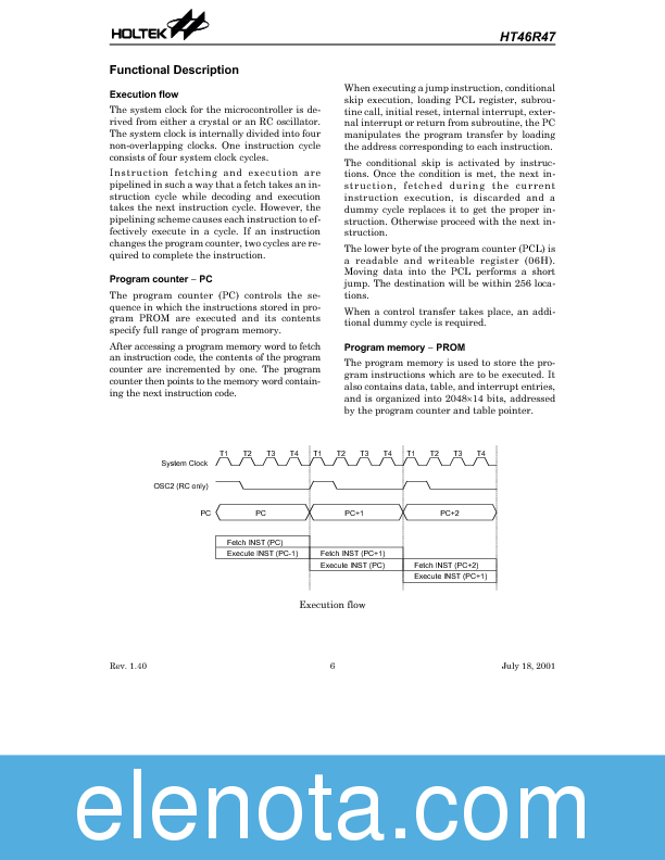 HT46R47 Datasheet PDF (588 KB) Holtek | Pobierz z Elenota.pl