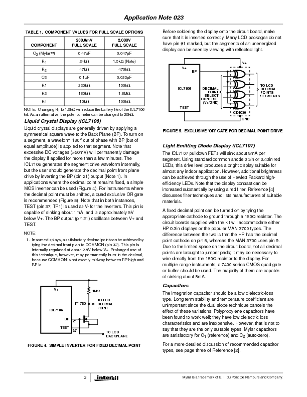 ICL7107CPL Datasheet PDF (167 KB) Intersil | Pobierz z Elenota.pl