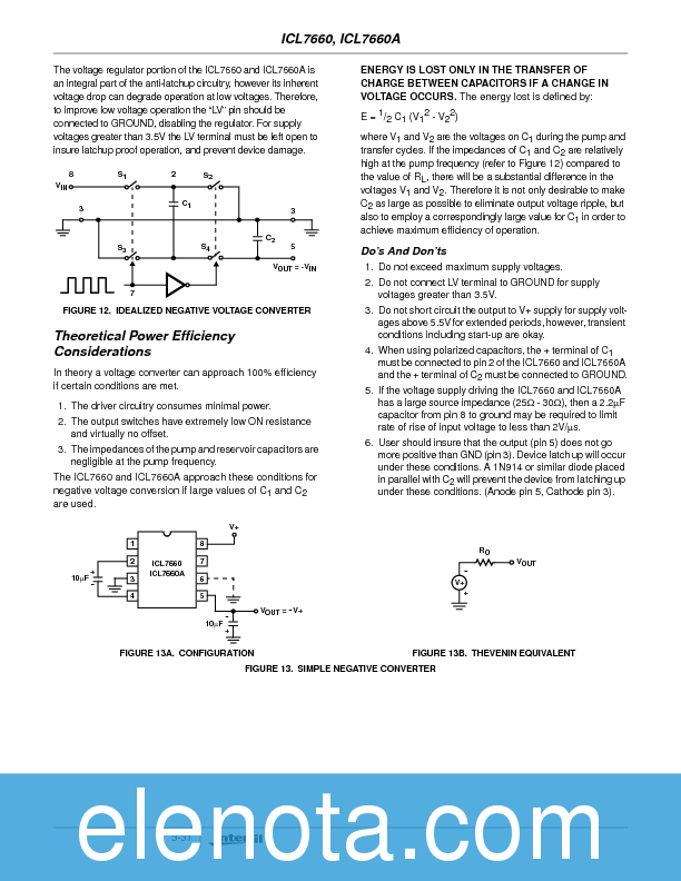 ICL7660 Datasheet PDF (128 KB) Intersil | Pobierz z Elenota.pl