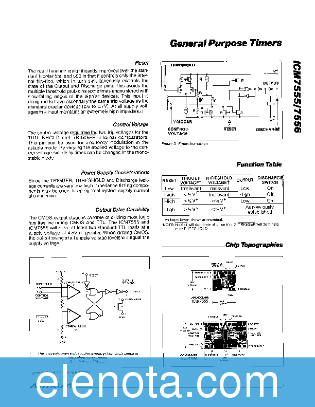 ICM7555 Datasheet PDF (326 KB) Maxim | Pobierz z Elenota.pl