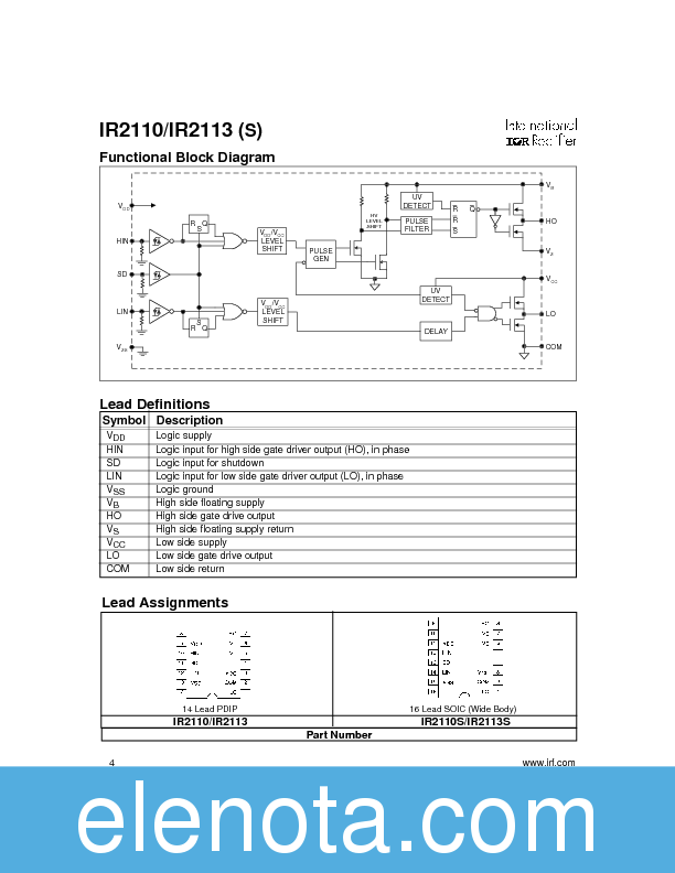 IR2110/IR2113 Datasheet PDF (178 KB) International Rectifier | Pobierz ...