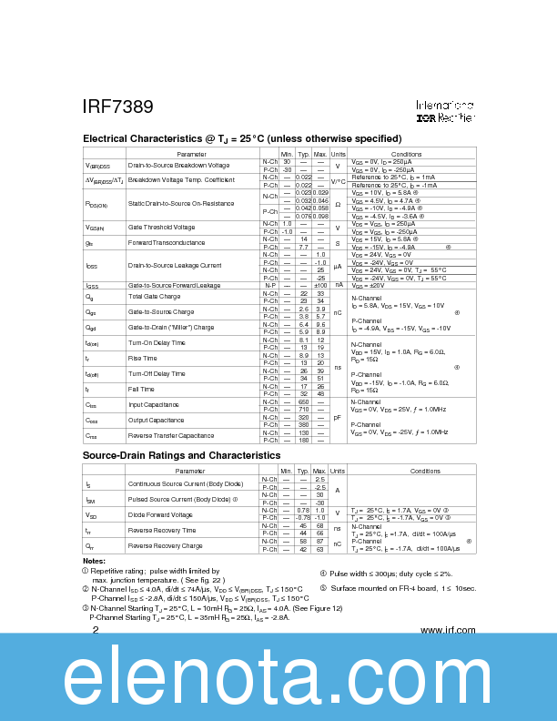 IRF7389 Datasheet PDF (165 KB) International Rectifier | Pobierz z ...