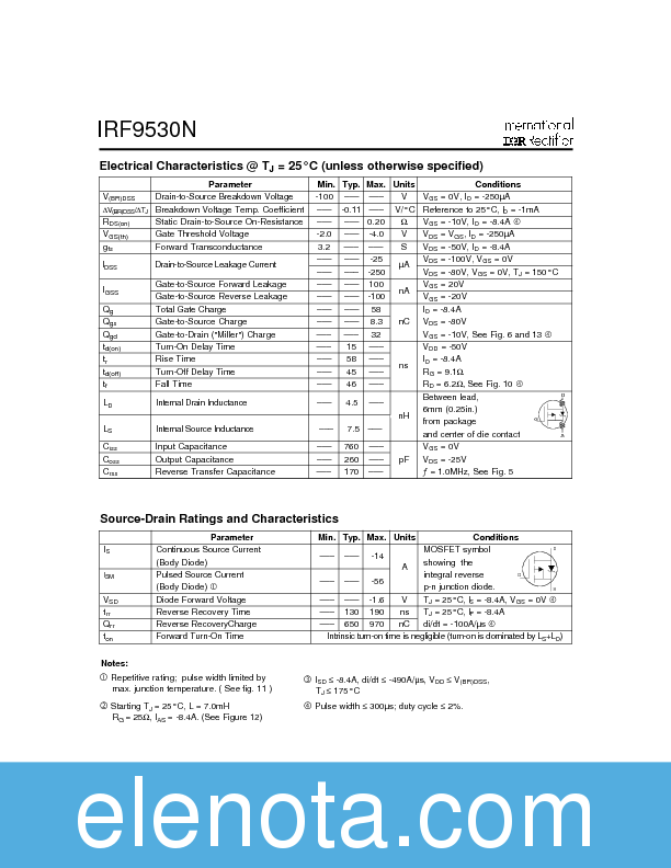 IRF9530N Datasheet PDF (113 KB) International Rectifier | Pobierz z ...