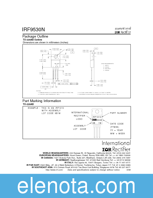 IRF9530N Datasheet PDF (113 KB) International Rectifier | Pobierz z ...