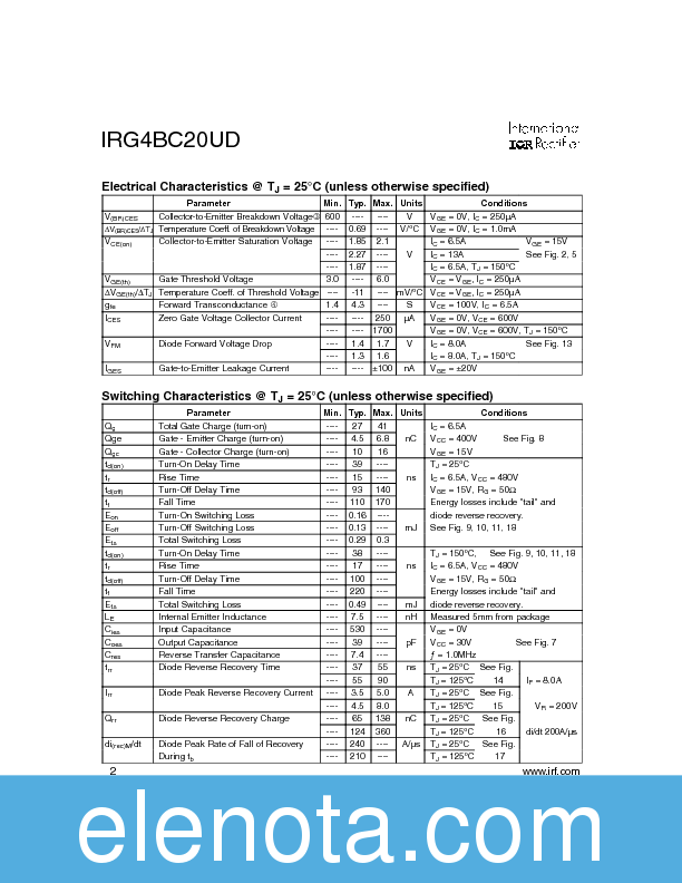 IRG4BC20UD Datasheet PDF (237 KB) International Rectifier | Pobierz z ...