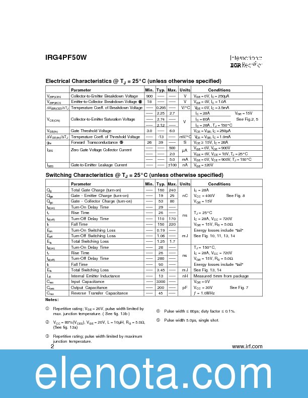 IRG4PF50W Datasheet PDF (139 KB) International Rectifier | Pobierz z ...
