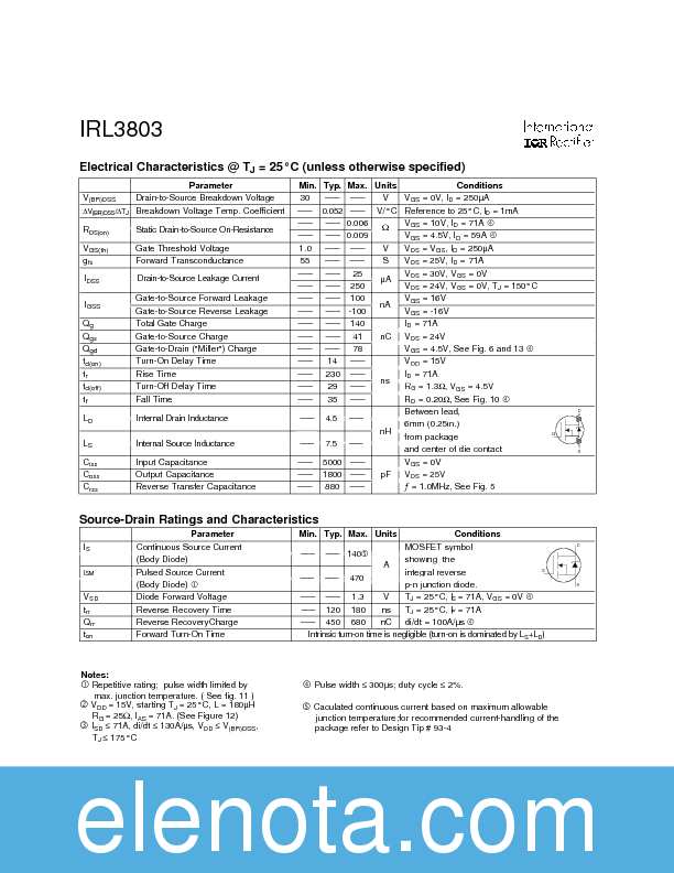 IRL3803 Datasheet PDF (146 KB) International Rectifier | Pobierz z ...