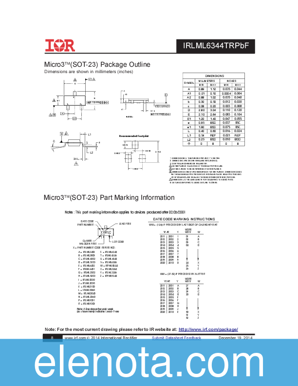 IRLML6344 Datasheet PDF (205 KB) IRF International Rectifier | Pobierz ...