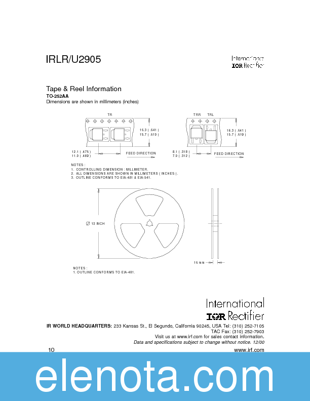 IRLR2905 Datasheet PDF (135 KB) International Rectifier | Pobierz z ...