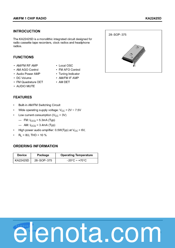 KA22425D Datasheet PDF (114 KB) Samsung | Pobierz z Elenota.pl