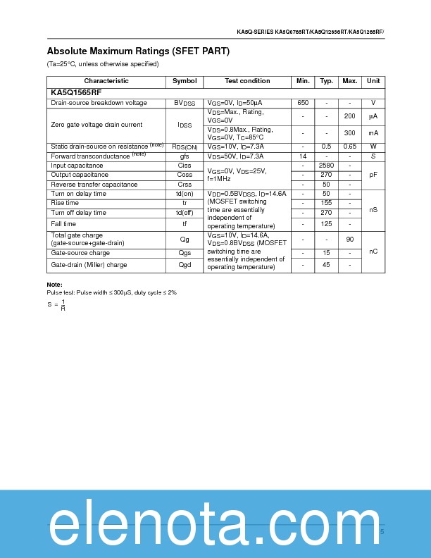 KA5Q0765RT Datasheet PDF (157 KB) Fairchild | Pobierz z Elenota.pl