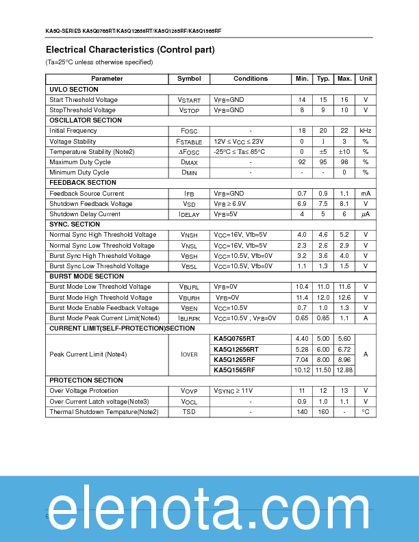 KA5Q0765RT Datasheet PDF (157 KB) Fairchild | Pobierz z Elenota.pl