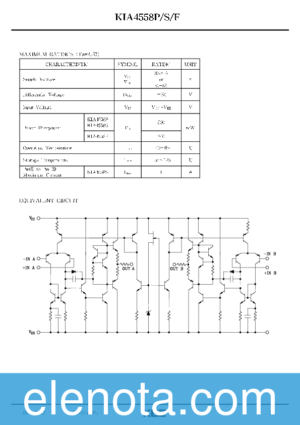 KIA4558P Datasheet PDF (368 KB) KEC | Pobierz z Elenota.pl