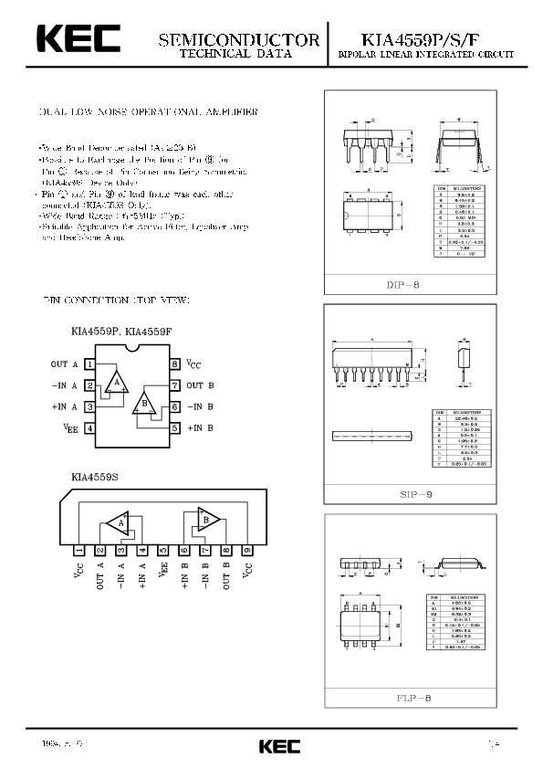 KIA4559S Datasheet PDF (344 KB) KEC | Pobierz z Elenota.pl