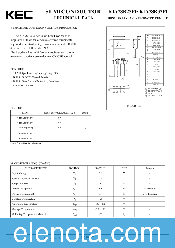 KIA78R33PI Datasheet PDF (97 KB) KEC | Pobierz z Elenota.pl