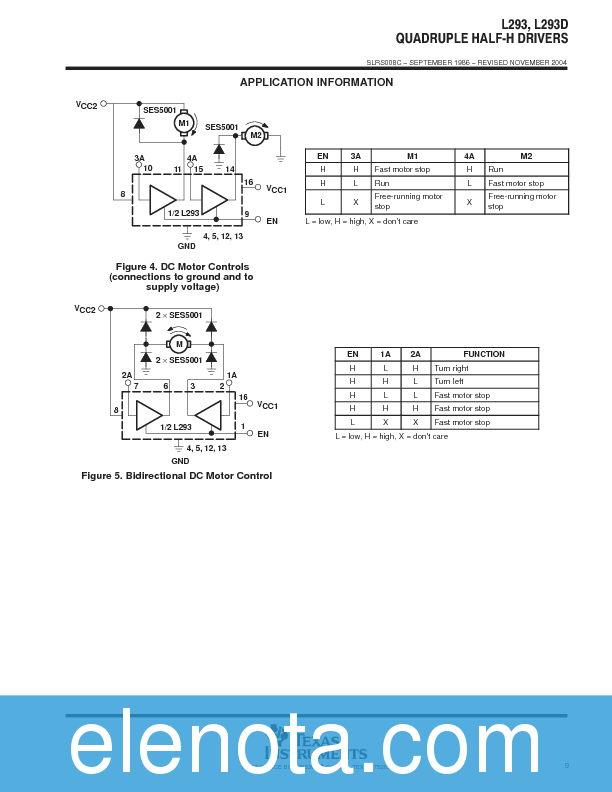 L293DNE Datasheet PDF (494 KB) Texas Instruments | Pobierz z Elenota.pl