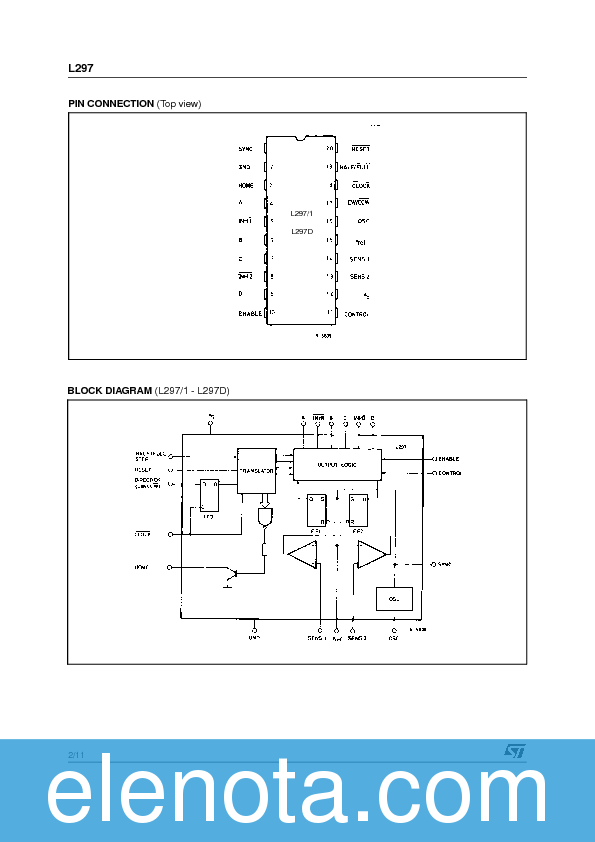 L297 Datasheet PDF (165 KB) STMicroelectronics | Pobierz z Elenota.pl