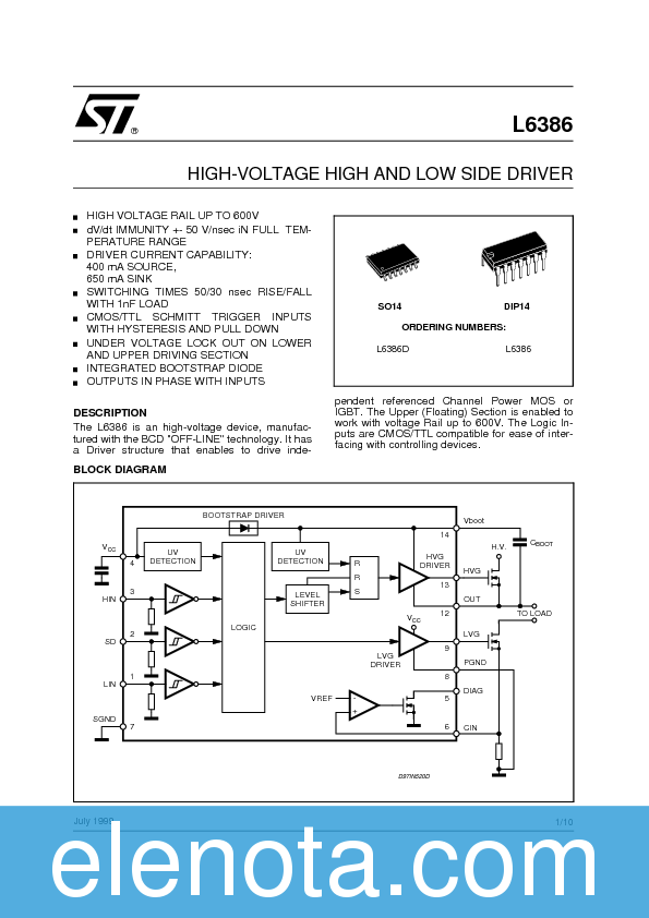 L6386 Datasheet PDF (151 KB) STMicroelectronics | Pobierz z Elenota.pl