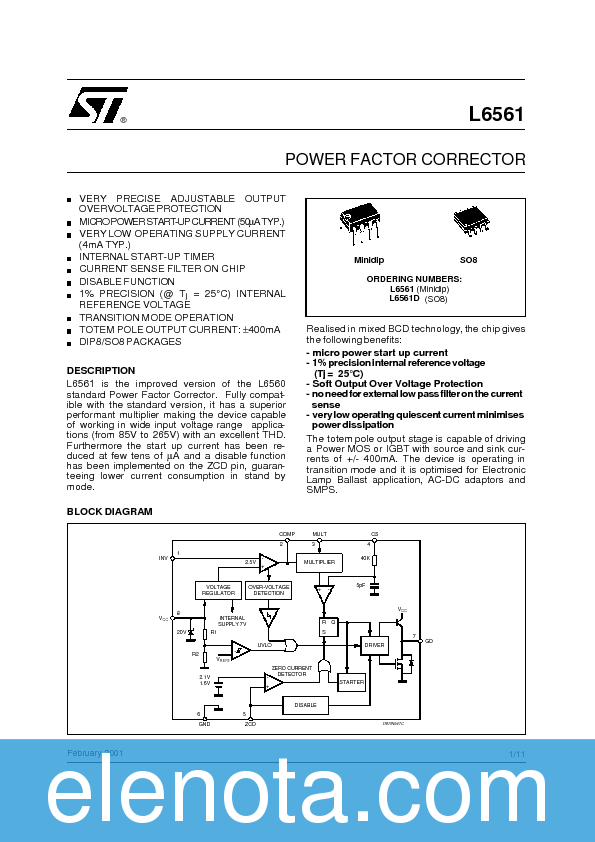 L6561D Datasheet PDF (116 KB) STMicroelectronics | Pobierz z Elenota.pl