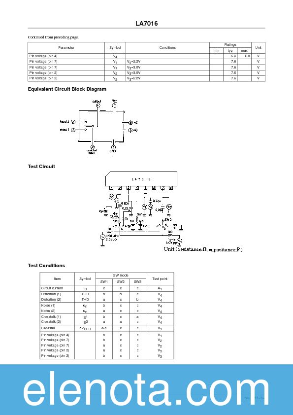 LA7016 Datasheet PDF (89 KB) Sanyo | Pobierz z Elenota.pl