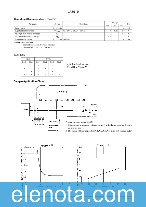 LA7910 Datasheet PDF (41 KB) Sanyo | Pobierz z Elenota.pl