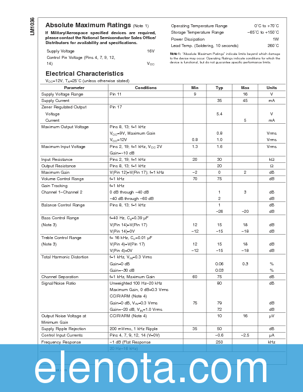LM1036 Datasheet PDF (396 KB) National Semiconductor | Pobierz z Elenota.pl