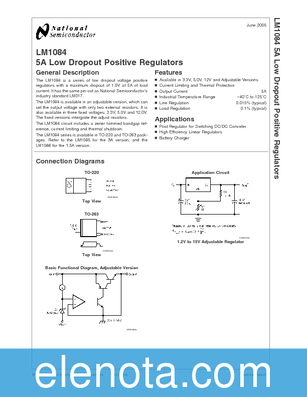 LM1084 Datasheet PDF (751 KB) National Semiconductor | Pobierz z Elenota.pl
