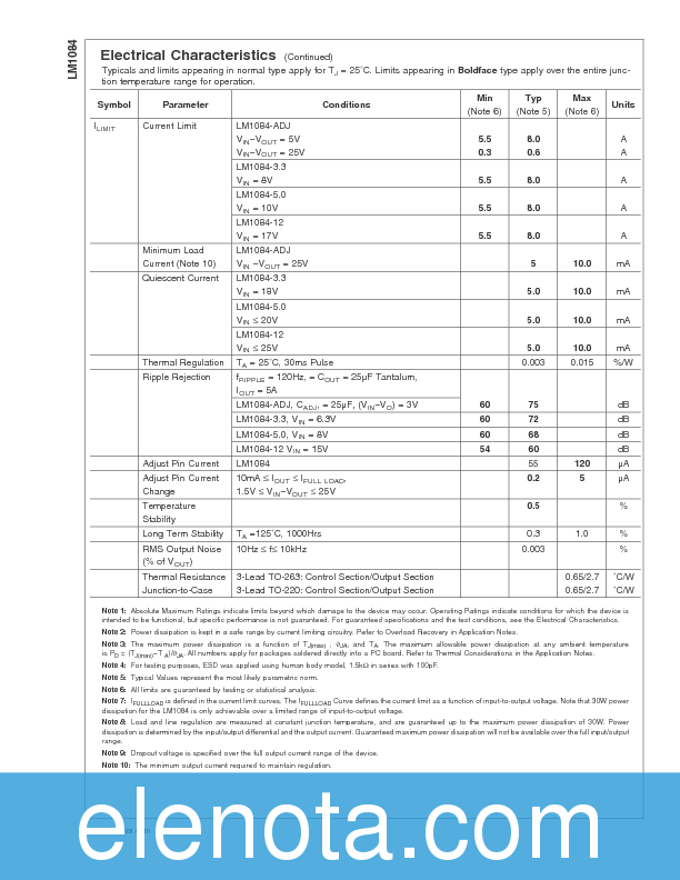 LM1084 Datasheet PDF (751 KB) National Semiconductor | Pobierz z Elenota.pl
