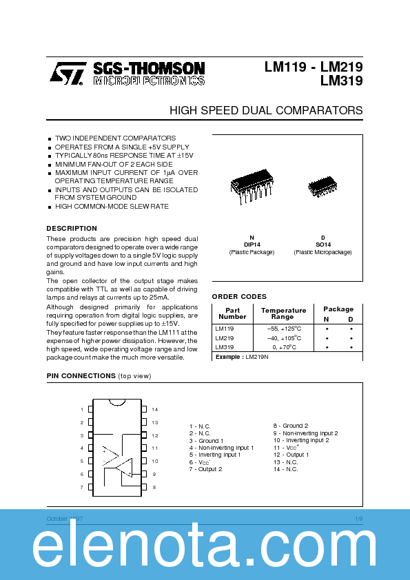 LM219D Datasheet PDF (122 KB) STMicroelectronics | Pobierz z Elenota.pl