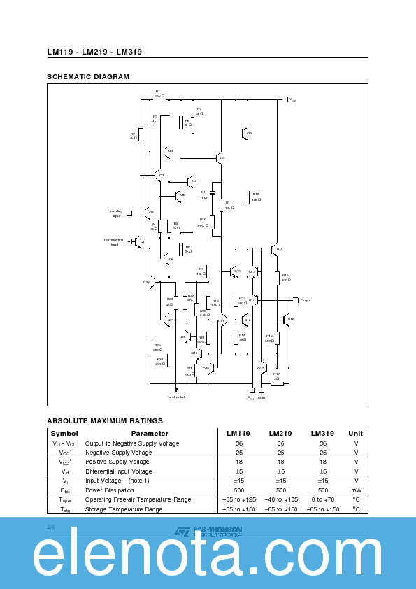 LM219D Datasheet PDF (122 KB) STMicroelectronics | Pobierz z Elenota.pl