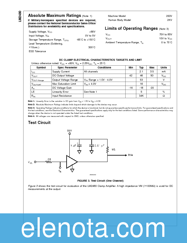LM2480 Datasheet PDF (85 KB) National Semiconductor | Pobierz z Elenota.pl