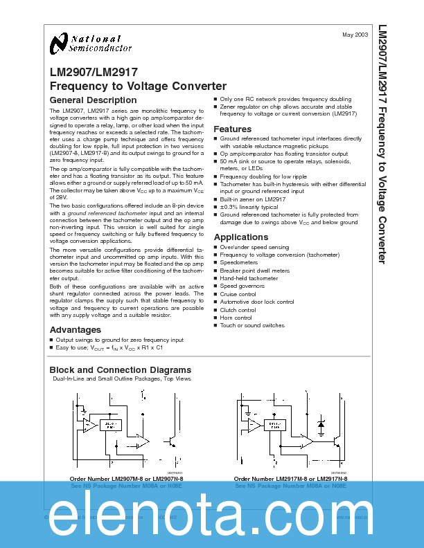 LM2907 Datasheet PDF (712 KB) National Semiconductor | Pobierz z Elenota.pl