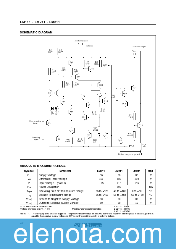 LM311N Datasheet PDF (108 KB) STMicroelectronics | Pobierz z Elenota.pl
