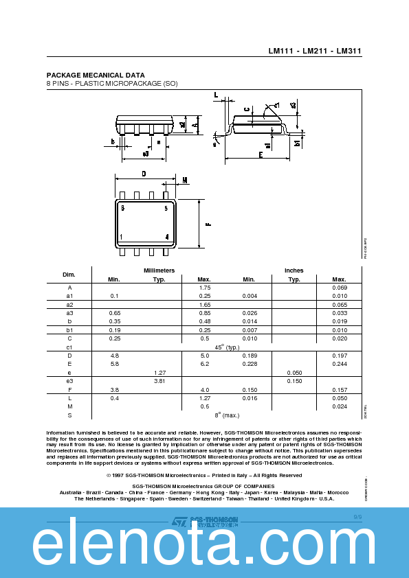 LM311N Datasheet PDF (108 KB) STMicroelectronics | Pobierz z Elenota.pl