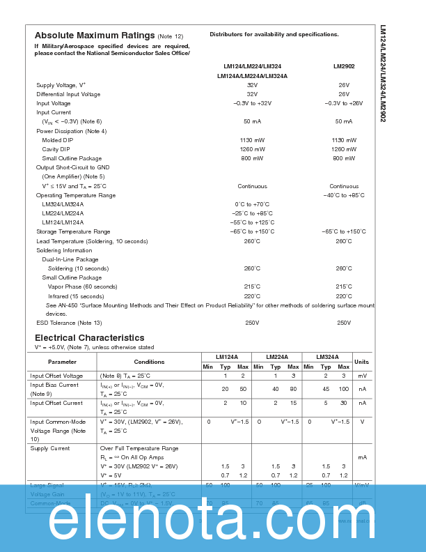 LM324 Datasheet PDF (530 KB) National Semiconductor | Pobierz z Elenota.pl