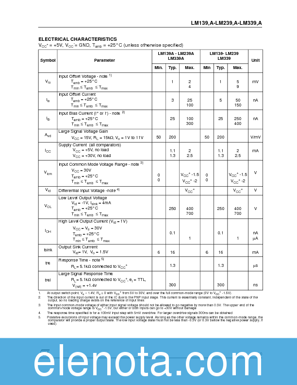 LM339 Datasheet PDF (169 KB) STMicroelectronics | Pobierz z Elenota.pl