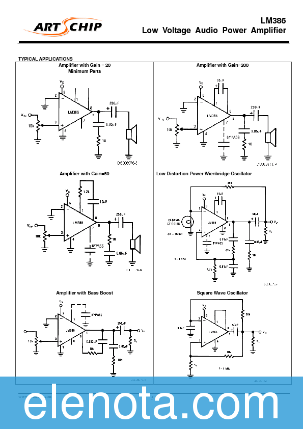 LM386 Datasheet PDF (406 KB) ArtsChip | Pobierz z Elenota.pl