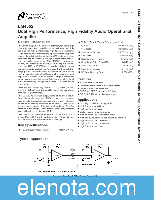 LM4562 Datasheet PDF (2.21 MB) National Semiconductor | Pobierz z ...