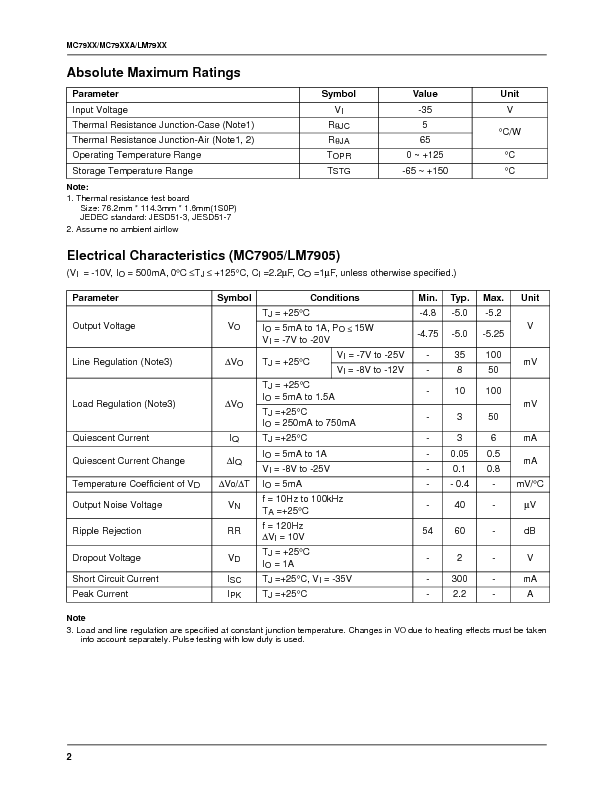 LM7905 Datasheet PDF (118 KB) Fairchild | Pobierz z Elenota.pl