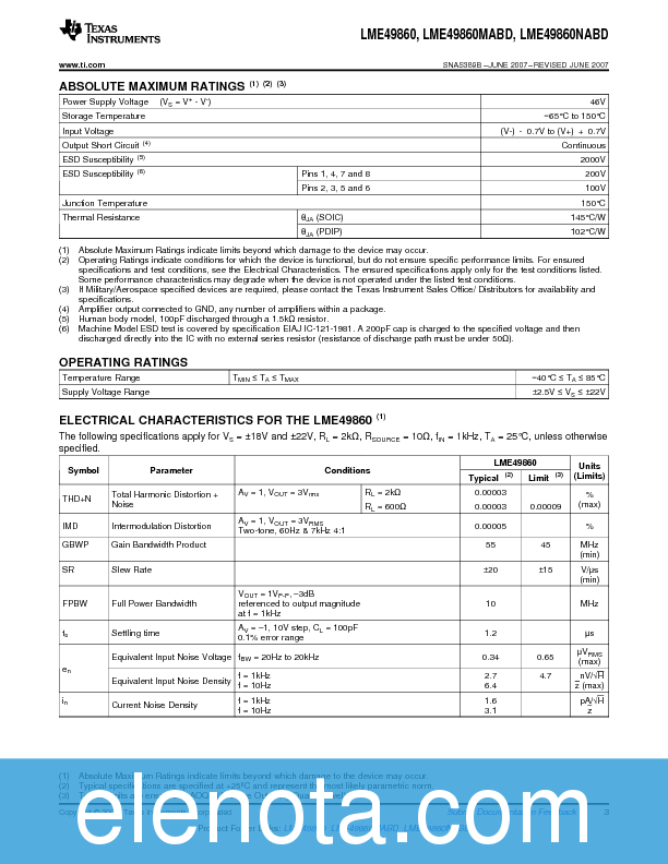 LME49860 Datasheet PDF (1.65 MB) Texas Instruments | Pobierz z Elenota.pl