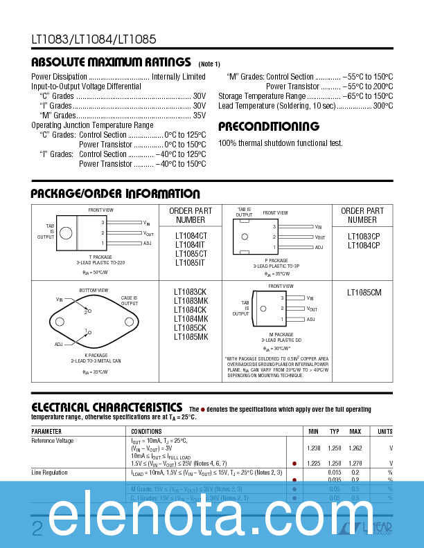 LT1083 Datasheet PDF (232 KB) Linear Technology | Pobierz z Elenota.pl