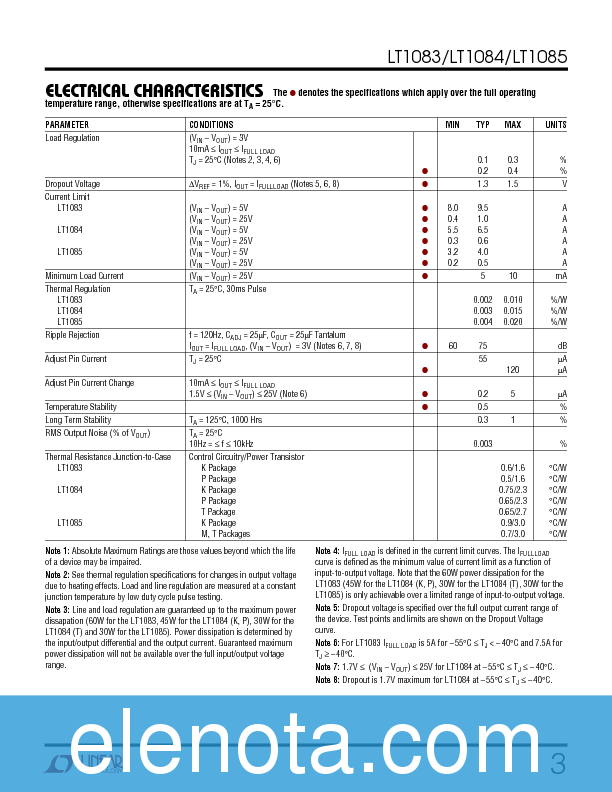 LT1083 Datasheet PDF (232 KB) Linear Technology | Pobierz z Elenota.pl