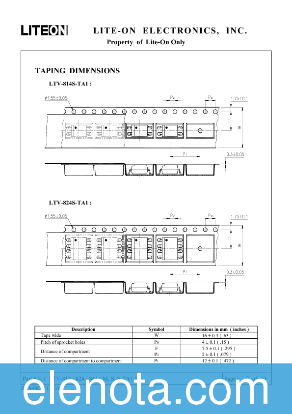 LTV814 Datasheet PDF (425 KB) LiteOn | Pobierz z Elenota.pl